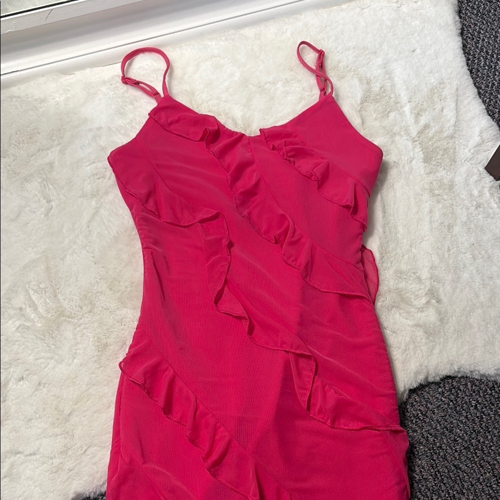 SHEIN Vibrant Pink Ruffled Dress